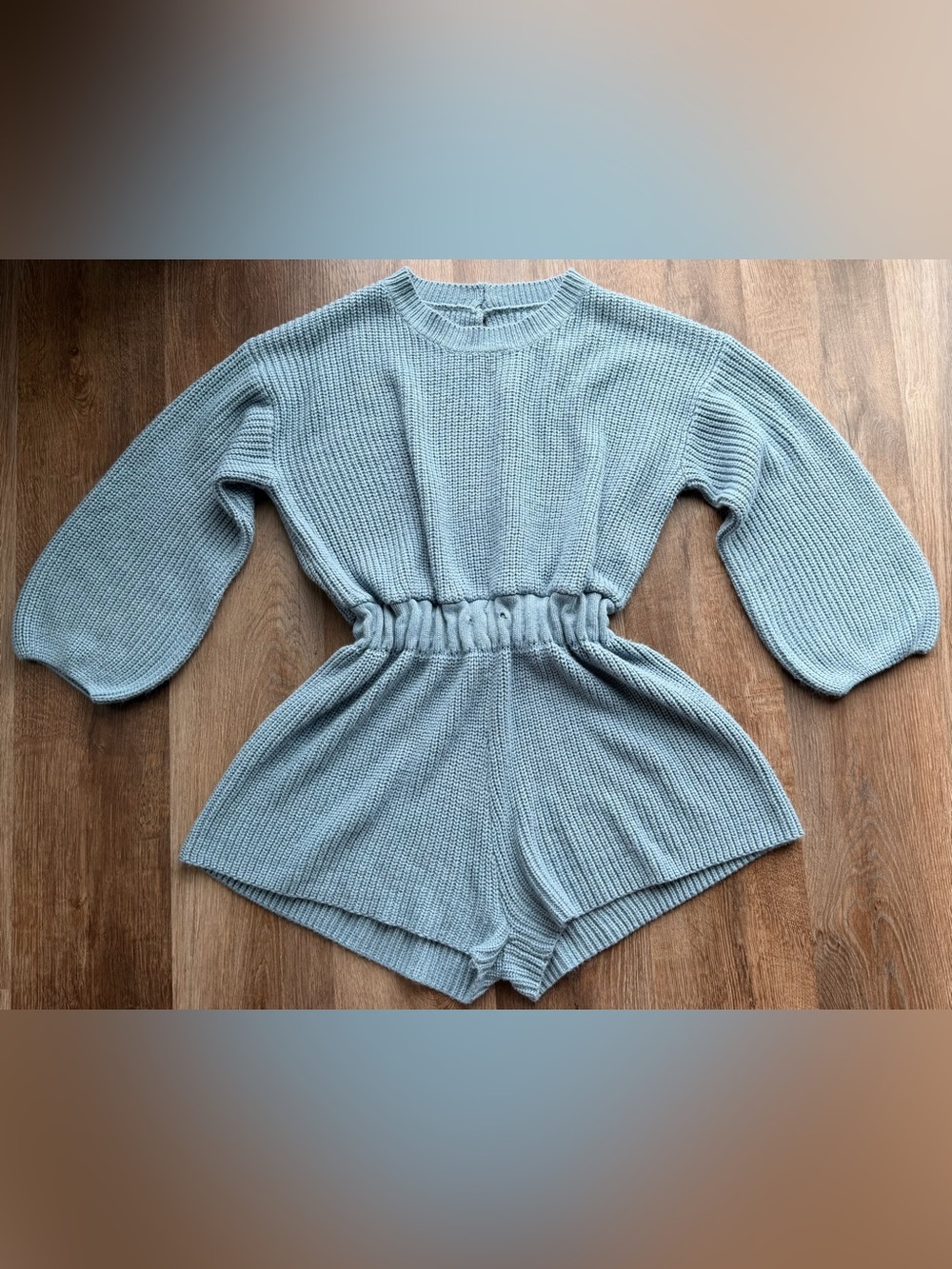 UNKNOWN BRAND | Knit Sweater Romper | Balloon Sleeve | Cinched Waist | Lounge